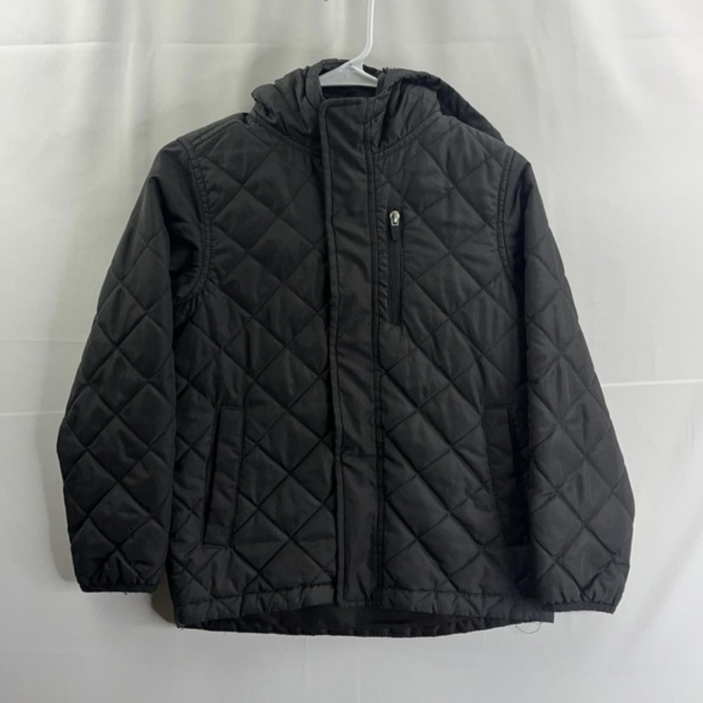 Old Navy Boys Black Puffer‎ Sherpa Hooded Jacket Skiing Snowboard Medium (8)